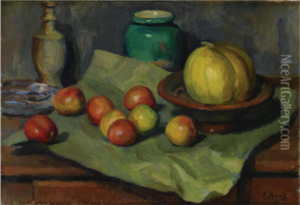 Still Life With Apples And Pumpkin Oil Painting - Osip Emmanuelovich Braz