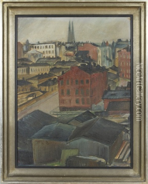 Street View From Fredrikinkatu Oil Painting - Vaino Kunnas