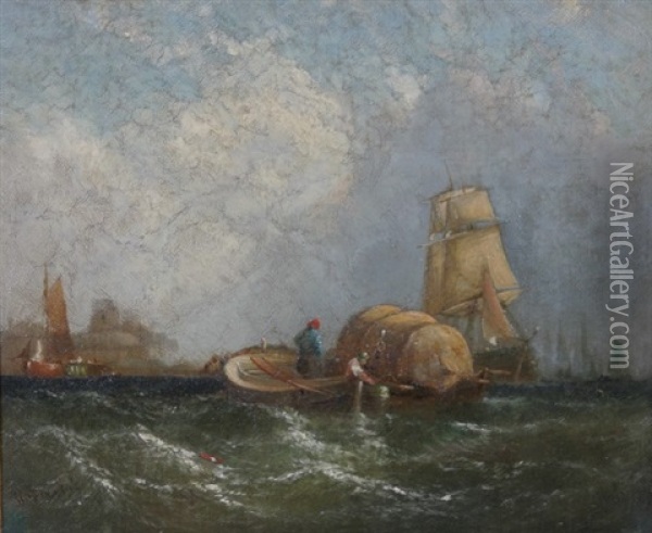 Isle Of Dogs Oil Painting - William Callcott Knell