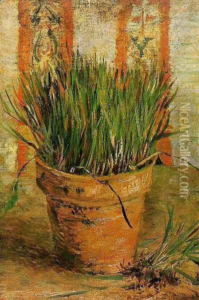 Flowerpot With Chives Oil Painting - Vincent Van Gogh