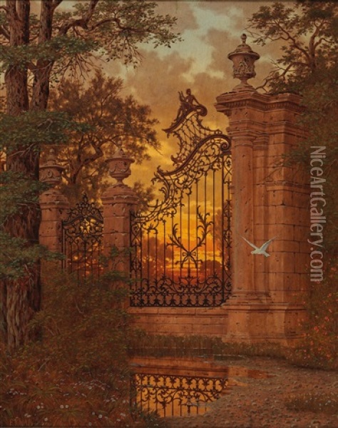 By The Palace Gate Oil Painting - Ferdinand Knab