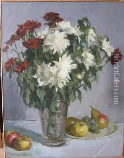 Nature-morte Aux Fleurs Et Fruits Oil Painting - Paul Jean Hugues