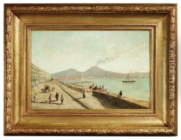 Neapolitanische Uferpromenade Oil Painting - Pasquale Ruggiero
