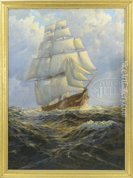 Clipper Ship In Full Sail Oil Painting - Gilbert Tucker Margeson