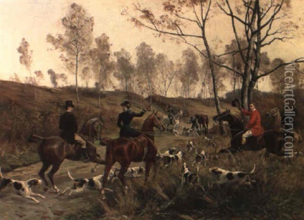 On The Scent Oil Painting - Adhemar Louis de (Vicomte) Clermont-Gallerande