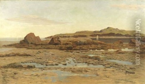 Marblehead Massachusetts, Low Tide Oil Painting - William Stone
