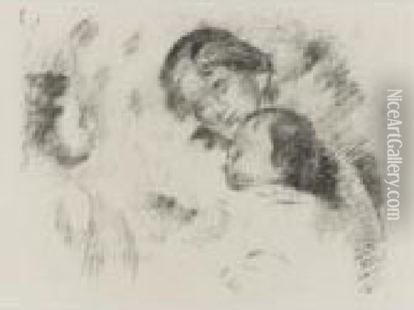 Une Mere Et Deux Enfants (d., S. 54) Oil Painting - Pierre Auguste Renoir