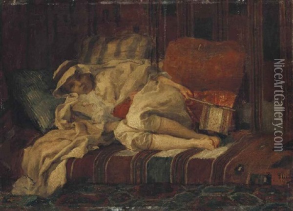 Portrait D'un Jeune Garcon En Oriental Oil Painting - Eugene Romain Thirion