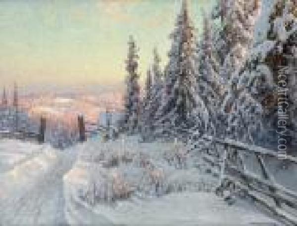 Landskap I Vinterskrud Oil Painting - Anshelm Schultzberg