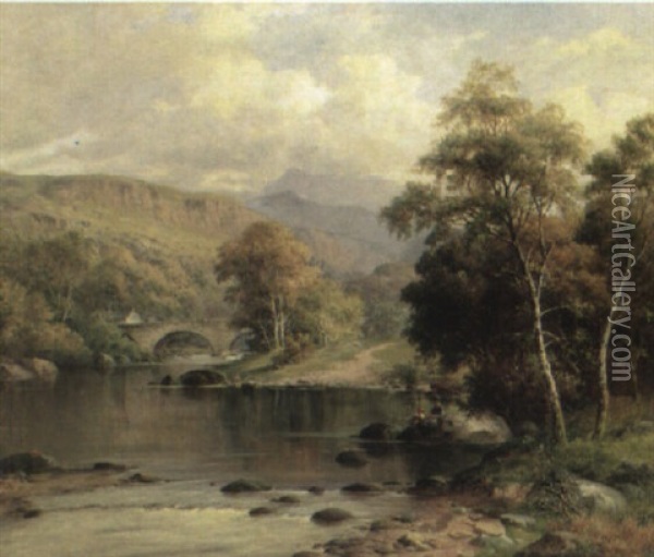 On The Mawddach, Near Dolgelly Oil Painting - William Henry Mander