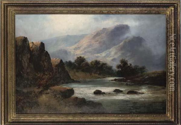 A River From The Mountains Oil Painting - Alfred de Breanski