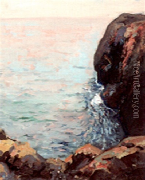 Ocean Cliff Oil Painting - Franz Arthur Bischoff