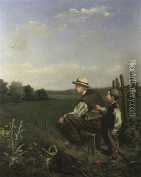 L'oiseleur Flamand Oil Painting - Adolf Schill