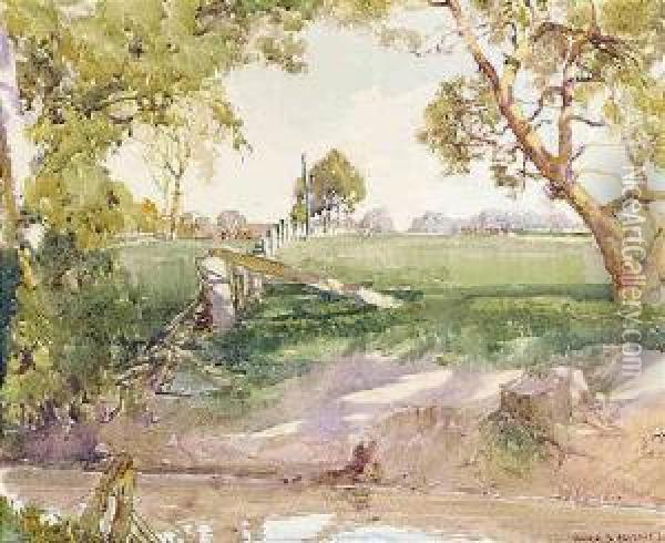 Banks Of A River Oil Painting - Harold Brocklebank Herbert
