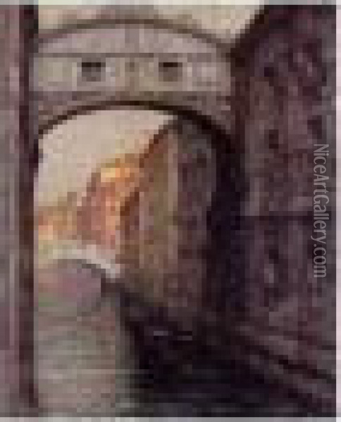 Venise, Le Pont Des Soupirs Oil Painting - Henri Eugene Augustin Le Sidaner