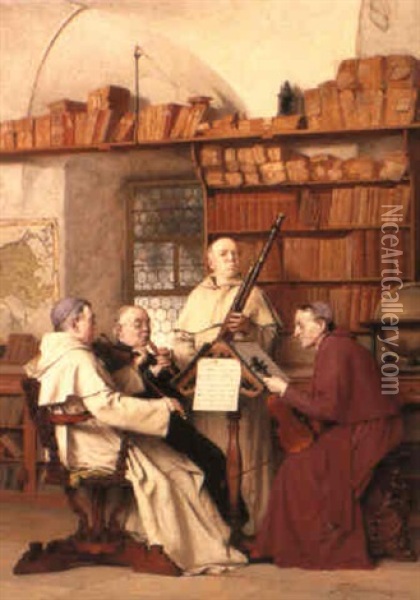 The Clerical Quartet Oil Painting - Thure Nikolaus Cederstrom