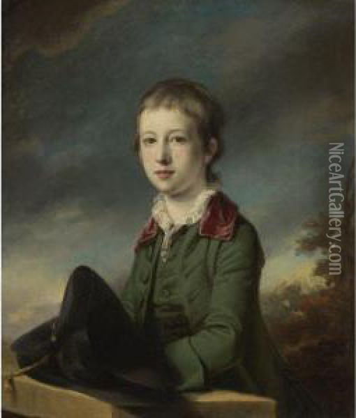 Portrait Of A Boy In A Green Coat Oil Painting - Francis Coates Jones