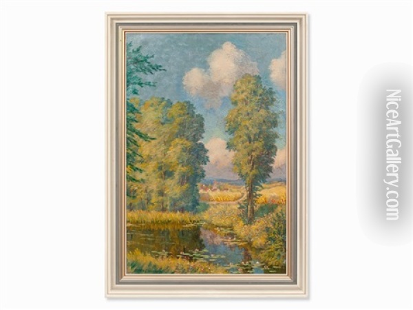 Pond At The Grove Oil Painting - Karl Hofmann