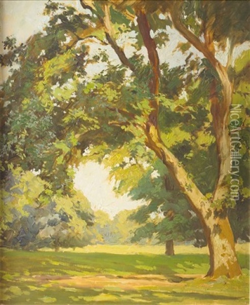 In The Park, Cahirmoyle Oil Painting - Dermod O'Brien