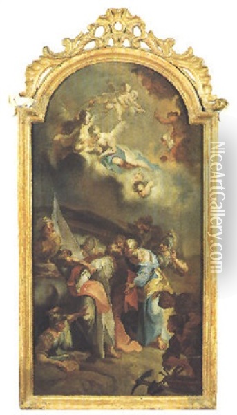 L'incontro Di S. Paolo E S. Pietro Sulla Via Del Martirio Oil Painting - Carlo Innocenzo Carlone