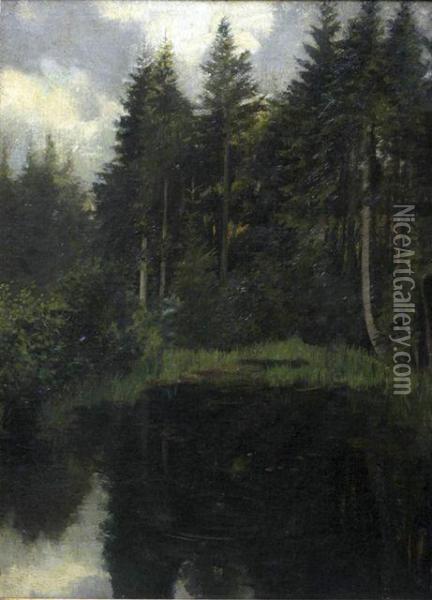 Am Mummelsee Oil Painting - Hermann Baisch