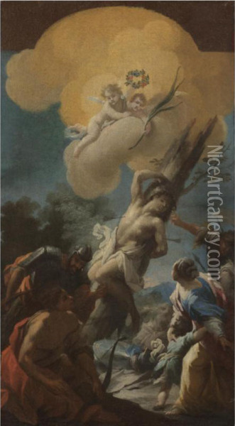 The Martyrdom Of Saint Sebastian Oil Painting - Ranieri Del Pace