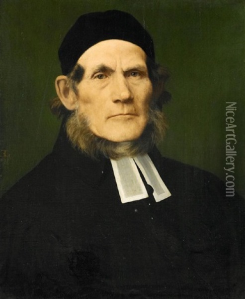 Brustbild Eines Lutherischen Pfarrers In Amtstracht Oil Painting - Eduard (Karl-Franz) von Gebhardt