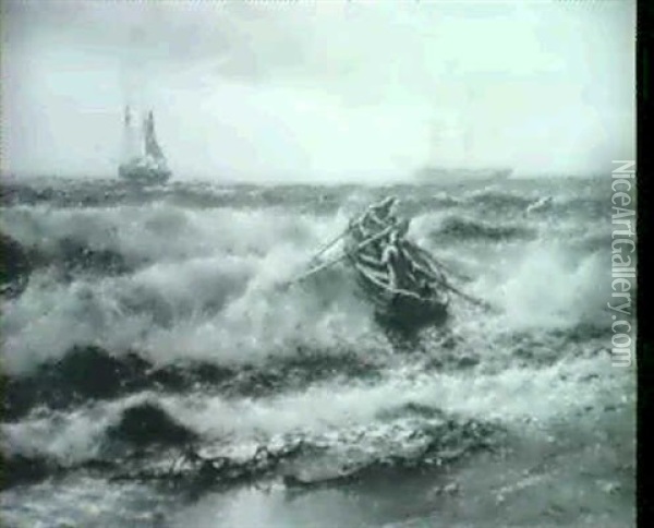 Trawl-hands Going Abroad;                                   Rising Wind And Sea Oil Painting - Thomas Rose Miles