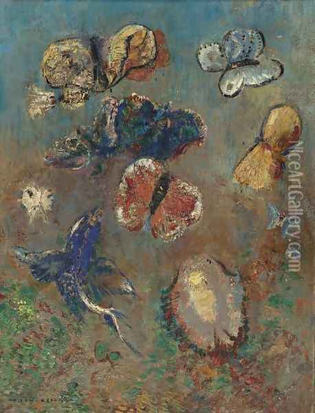 Papillons Oil Painting - Odilon Redon