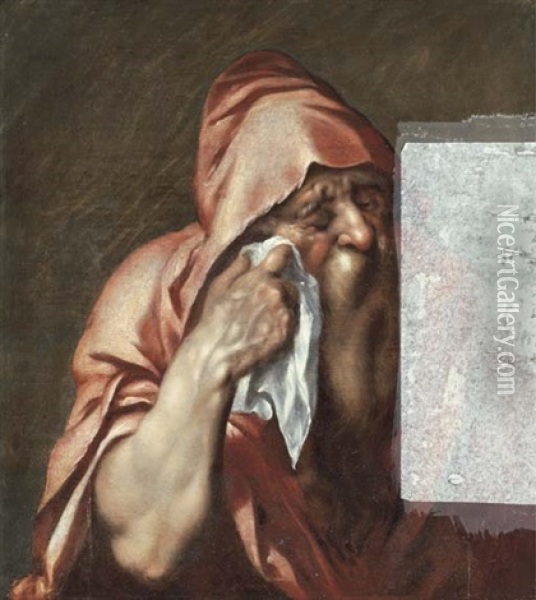 The Weeping Heraclitus Oil Painting - Cornelis Ketel