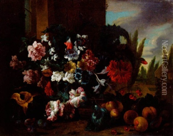 Blomsterstilleben Oil Painting - Jean-Baptiste Monnoyer