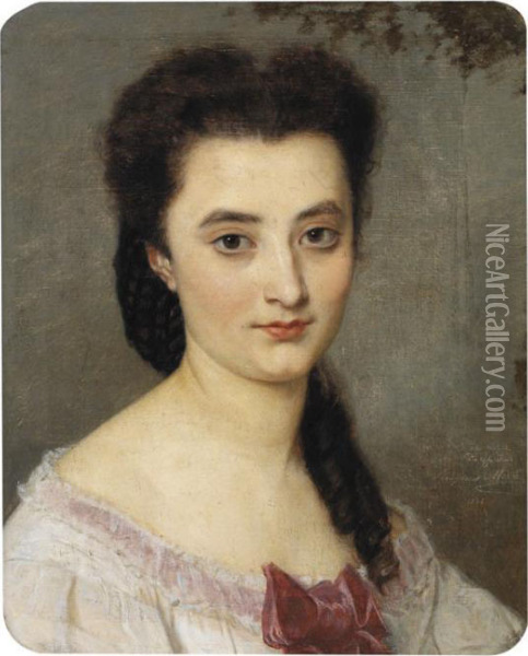 Portrait De Madame Marie Bessieres Oil Painting - Hugues Merle