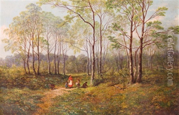 Pilzsammler Im Lichten Wald (sherwood Forest) Oil Painting - John Holland
