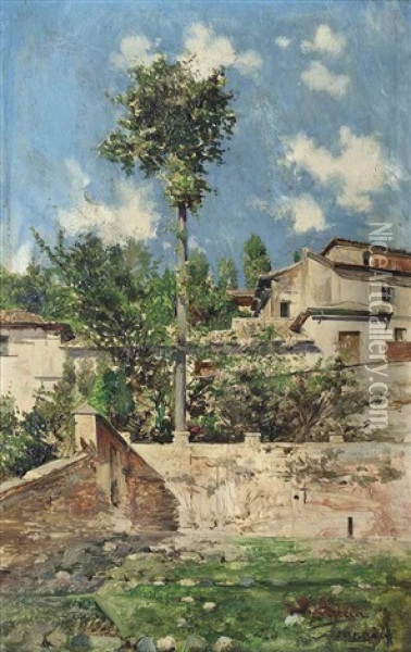 A Garden In Granada Oil Painting - Jose Garcia Ramos