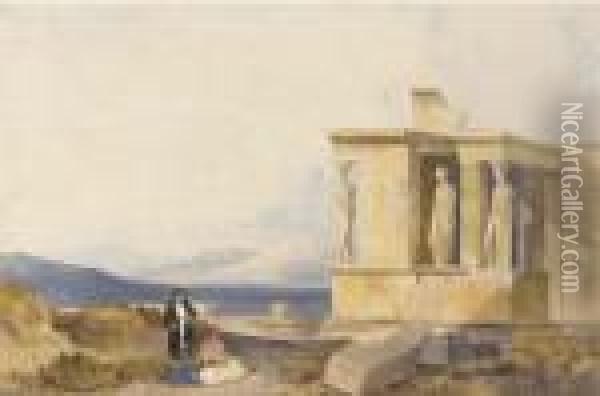 View Of The East Front Of The Acropolis, Athens Oil Painting - William James Muller