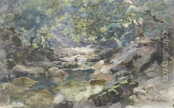 Waldlandschaft Mit Bach Oil Painting - Paul Bouvier