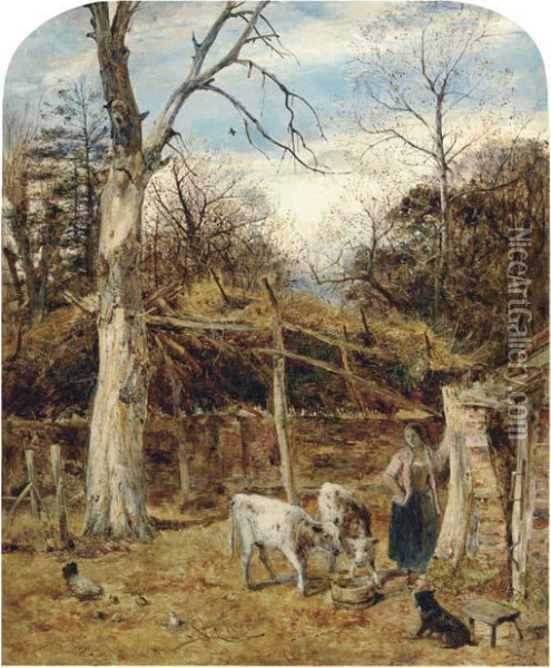 The Farmyard Oil Painting - William Joseph Caesar Julius Bond