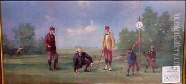 Golfing Scenes Oil Painting - Carlo Magini