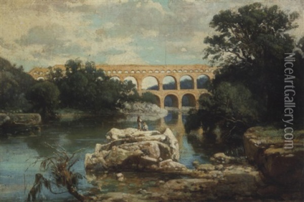 Le Pont Du Gard Oil Painting - Paul Camille Guigou