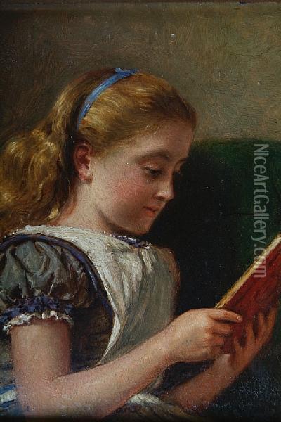 Young Girl Reading Oil Painting - George Goodwin Kilburne