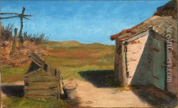 A Well At A Farmhouse, Skagen Oil Painting - Anne Sophie Petersen
