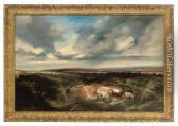 A View Of Chalk Pits, Sussex Oil Painting - Edmund John Niemann, Snr.