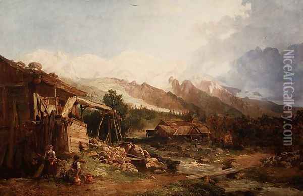 Swiss Landscape Oil Painting - William Clarkson Stanfield