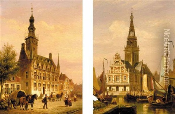Hotel De Ville, Vere, Zeeland, Holland Oil Painting - Pieter Cornelis Dommershuijzen