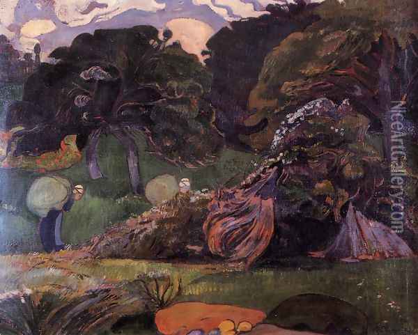 Brittany Landscape Oil Painting - Paul Gauguin