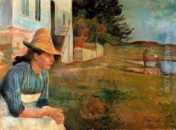 Sunset. Laura, the sister of artist Oil Painting - Edvard Munch