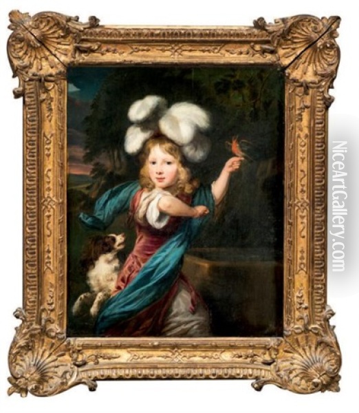 Portrait D'enfant Avec Un Chien Dans Un Paysage Oil Painting - Nicolaes Maes