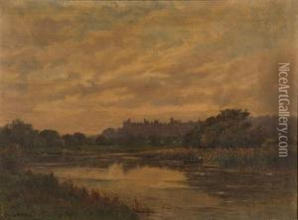 View Towards Arundel Castle From The River Oil Painting - Edwin Harris