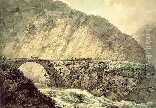 The Devil's Bridge in the Canton of Uri 1770 Oil Painting - William Pars