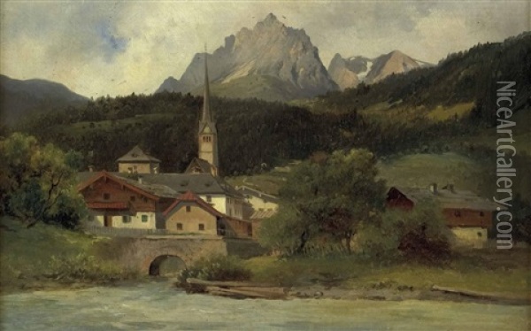 Bischofshofen Mit Tennengebirge Oil Painting - Carl Lafite